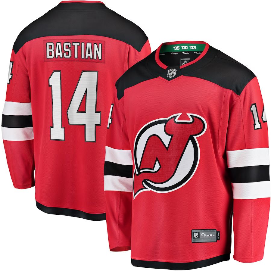 Men New Jersey Devils #14 Nathan Bastian Fanatics Branded Red Home Breakaway Player NHL Jersey->new jersey devils->NHL Jersey
